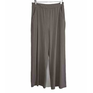 Abercrombie Fitch rib knit high waisted Wide Leg Pull On pants Tan Medium Z19